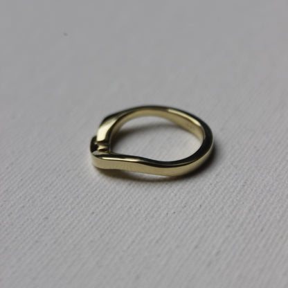 Gold ring on a gray textured background